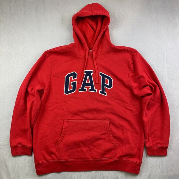 GAP Other - Gap Mens Sweater 2XL Red Hoodie Long Sleeve Soft Arch Logo Pullover Fleece Lined